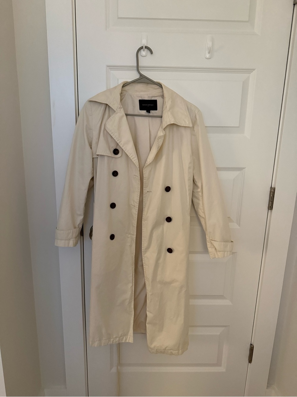 Banana Republic Cream Double-Breasted Trench Coat